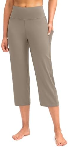Women's high-waist capri leggings, dark khaki