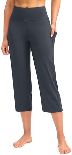 Women's high-waist capri leggings, dusty blue