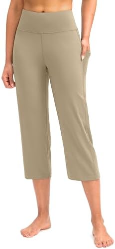 Women's high-waist capri leggings, khaki