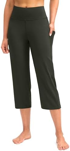 Women's high-waist capri leggings, olive