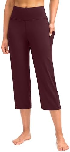 Women's high-waist capri leggings, wine
