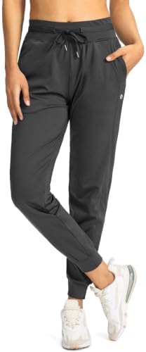 Women's high-waist joggers, zip pockets, heather grey