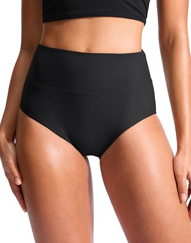 Women's high-waist swim bottoms, black
