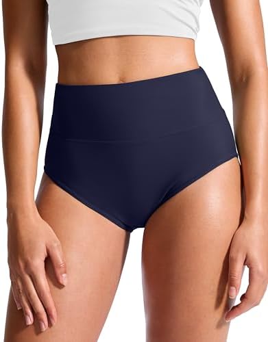 Women's high-waist swim bottoms, navy
