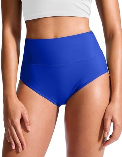 Women's high-waist swim bottoms, royal blue