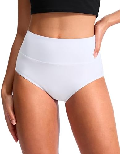 Women's high-waist swim bottoms, white