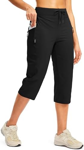 Women's hiking capris with pockets, black