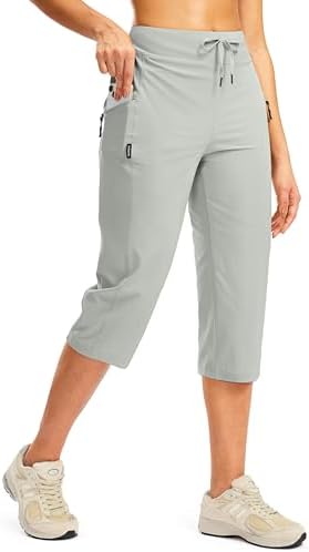 Women's hiking capris with pockets, bright grey