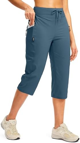 Women's hiking capris with pockets, dark blue