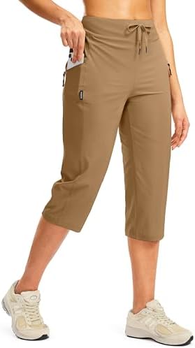 Women's hiking capris with pockets, dark khaki