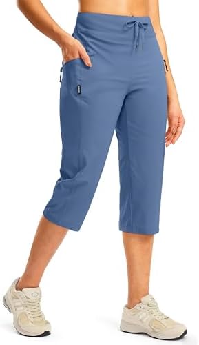Women's hiking capris with pockets, haze blue