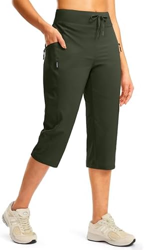 Women's hiking capris with pockets, olive