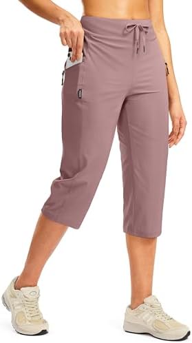 Women's hiking capris with pockets, pink