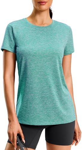 Women's hip-length sun tee, heather aqua