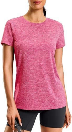 Women's hip-length sun tee, heather hot pink