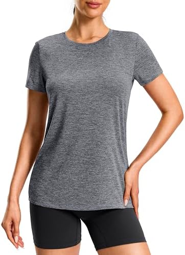 Women's hip-length sun tee, heather light gray