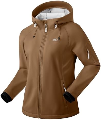 Women's hooded softshell jacket, brown