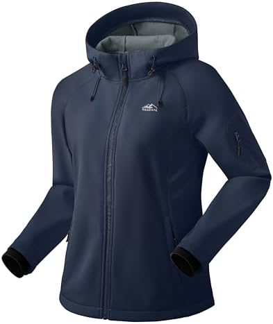Women's hooded softshell jacket, navy