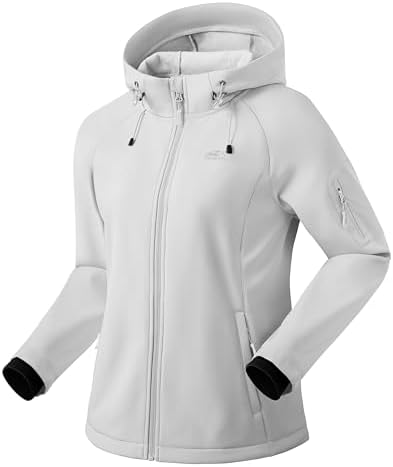 Women's hooded softshell jacket, pale