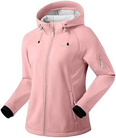 Women's hooded softshell jacket, pink