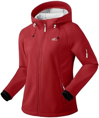 Women's hooded softshell jacket, red