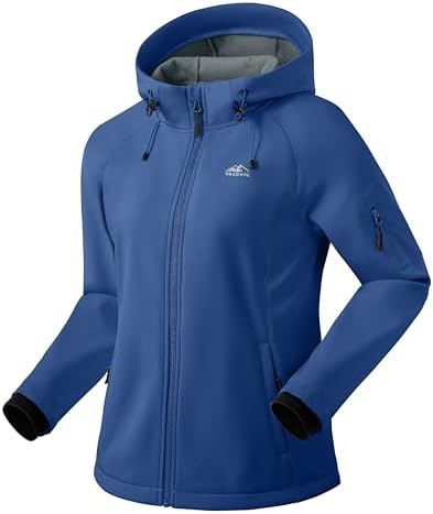 Women's hooded softshell jacket, royal blue