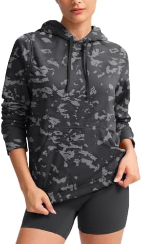 Women's lightweight fleece hoodie, gray black camo