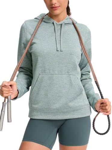 Women's lightweight fleece hoodie, heather green grey