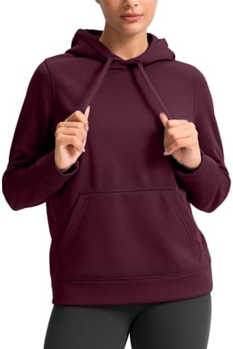 Women's lightweight fleece hoodie, wine red