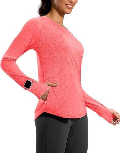Women's long sleeve top, zip pocket, dark pink