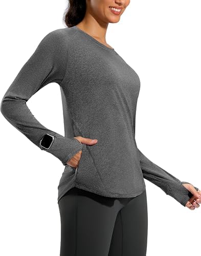 Women's long sleeve top, zip pocket, grey
