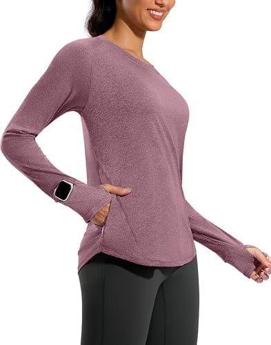 Women's long sleeve top, zip pocket, purple