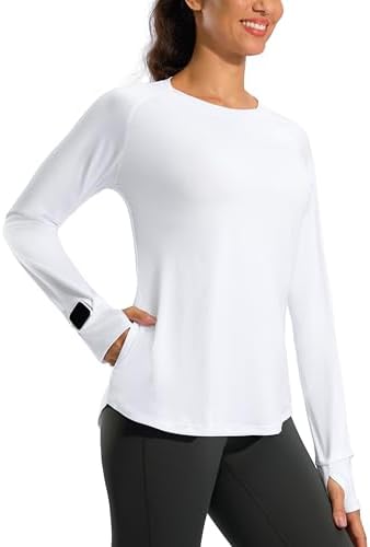 Women's long sleeve top, zip pocket, white
