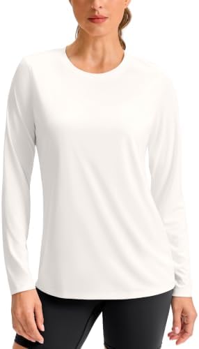 Women's long sleeve workout top, bone white