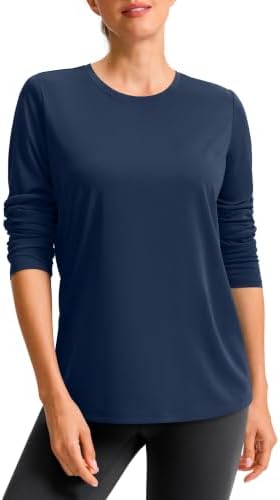 Women's long sleeve workout top, dark navy