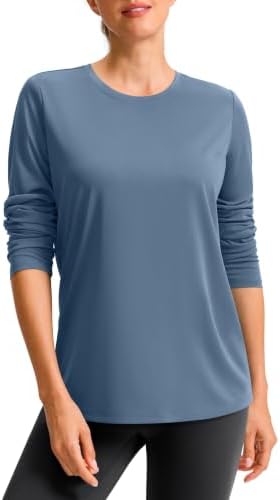Women's long sleeve workout top, dusty blue