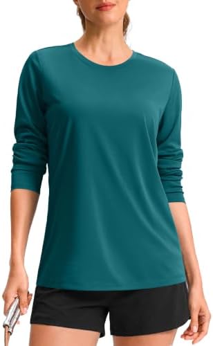 Women's long sleeve workout top, harbor blue