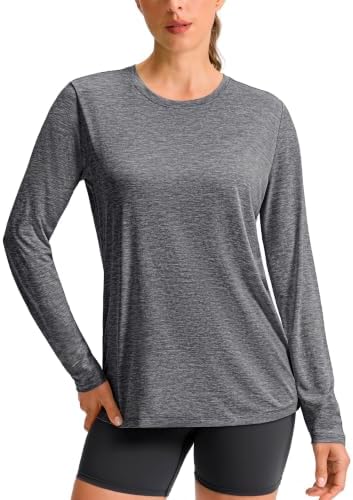 Women's long sleeve workout top, heather black