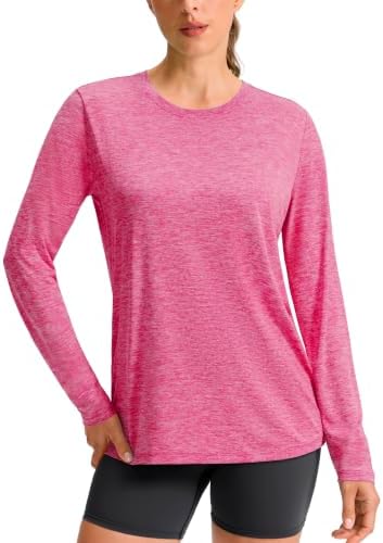 Women's long sleeve workout top, heather deep rose