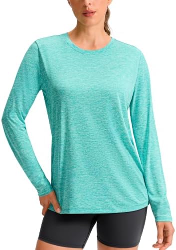 Women's long sleeve workout top, heather lake green