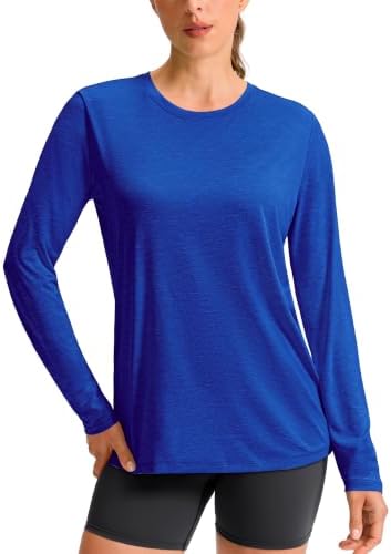Women's long sleeve workout top, heather royal blue