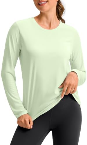 Women's long sleeve workout top, mint cream