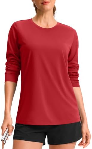 Women's long sleeve workout top, red