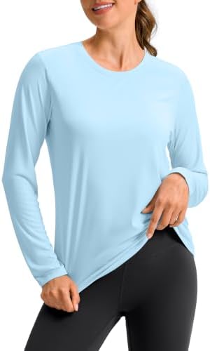 Women's long sleeve workout top, sky blue