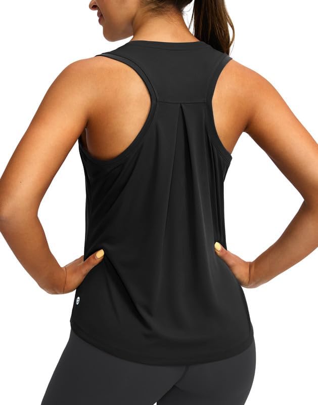 Women's loose racerback tank, black
