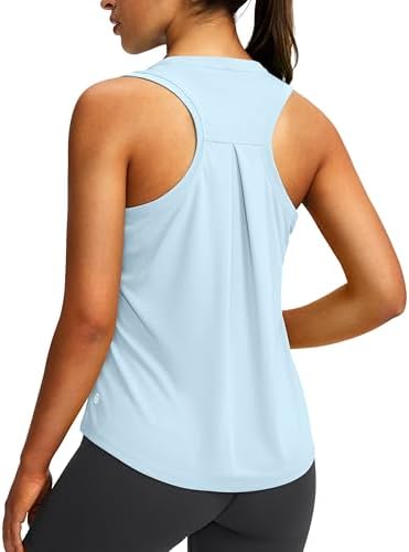 Women's loose racerback tank, blue linen