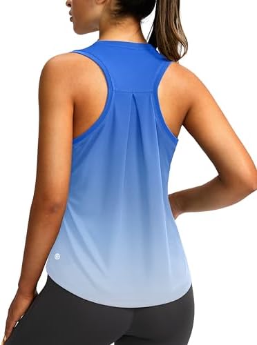 Women's loose racerback tank, blue / white gradient