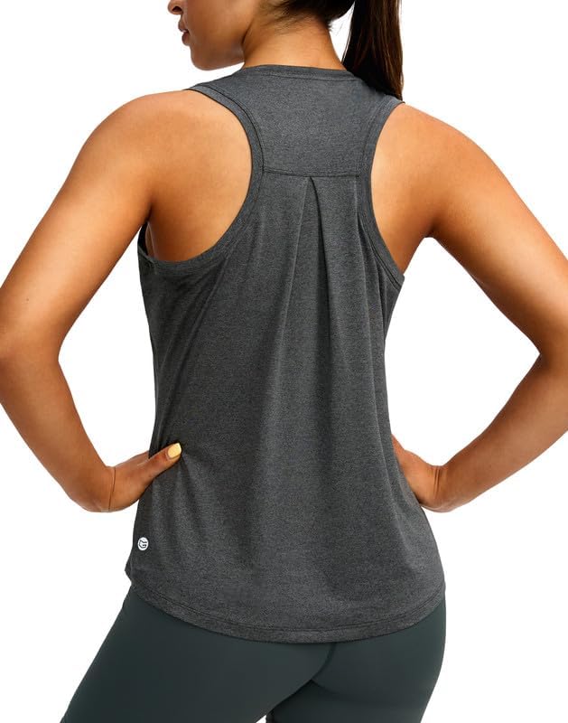 Women's loose racerback tank, charcoal