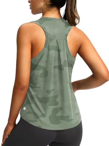 Women's loose racerback tank, green camo