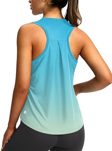 Women's loose racerback tank, green / yellow gradient